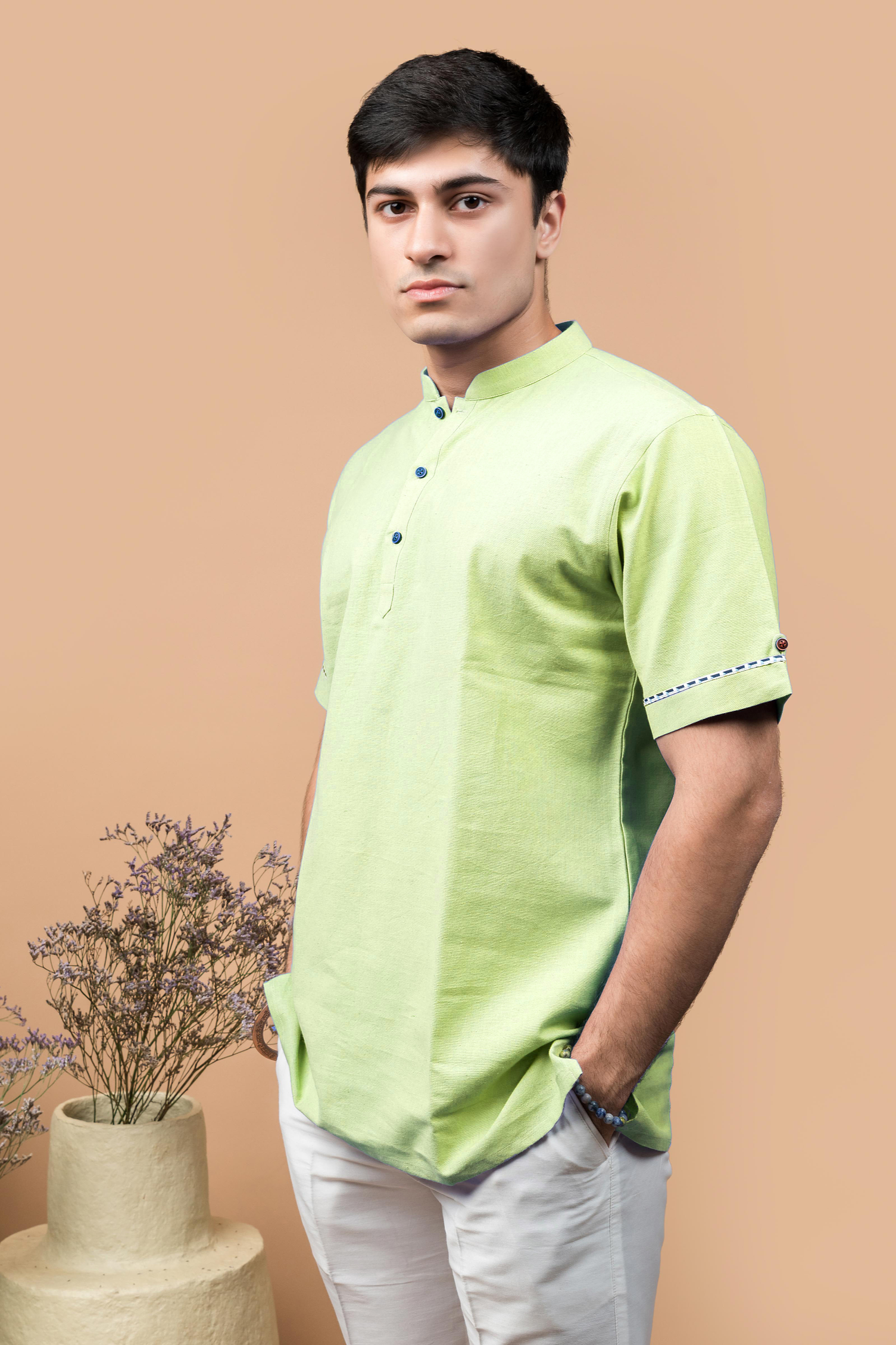 The mint green shirt kurta.