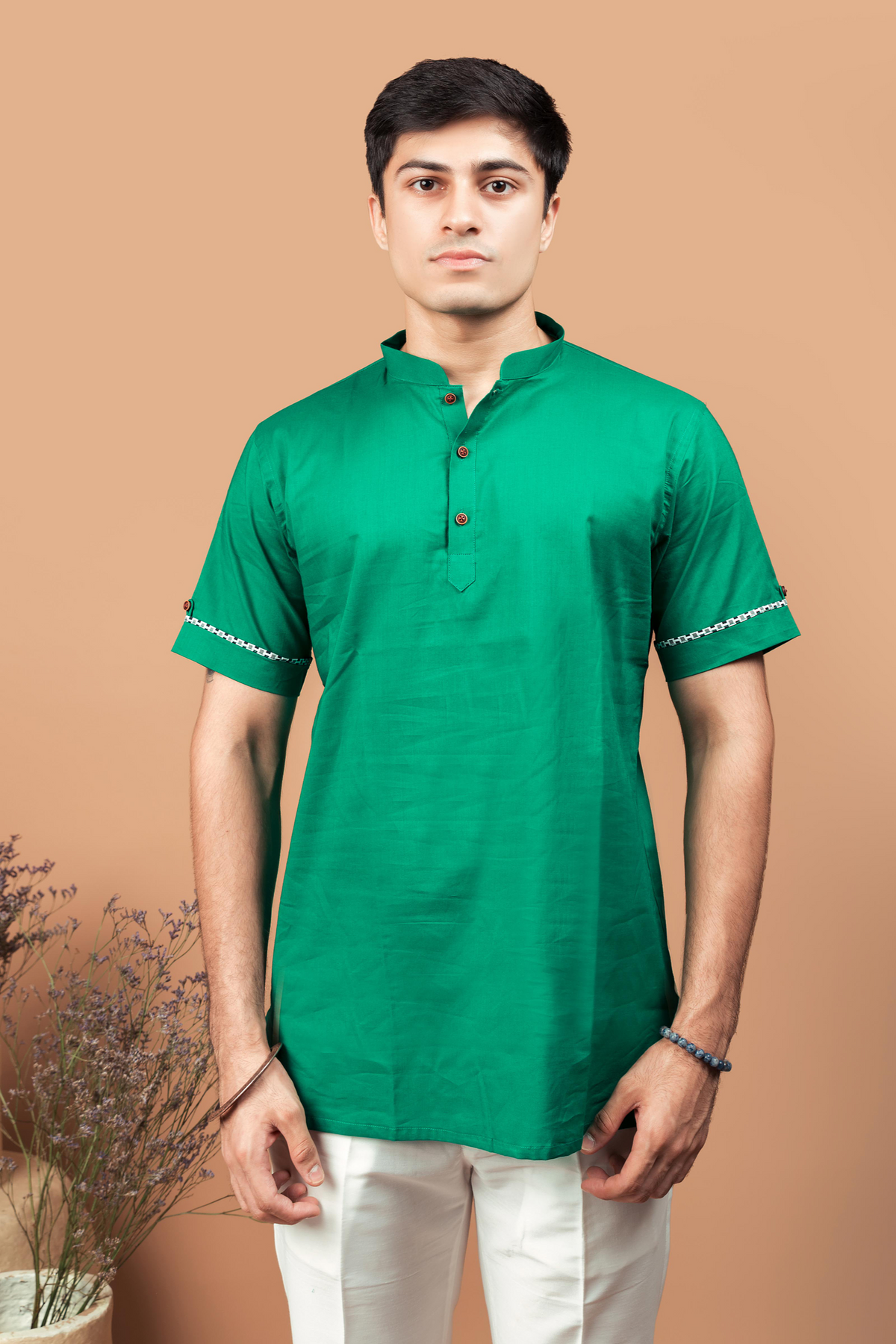 The deep green shirt kurta